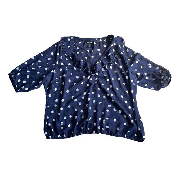 Lane Bryant Polka Dot Ruffle Blouse **. - Picture 1 of 4